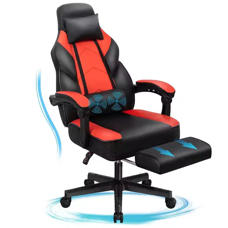 Sillas de juego Celebalcony para adultos con reposapiés, respaldo alto, con soporte lumbar de masaje, sillas de computadora giratorias de 360° y ajustables en altura.