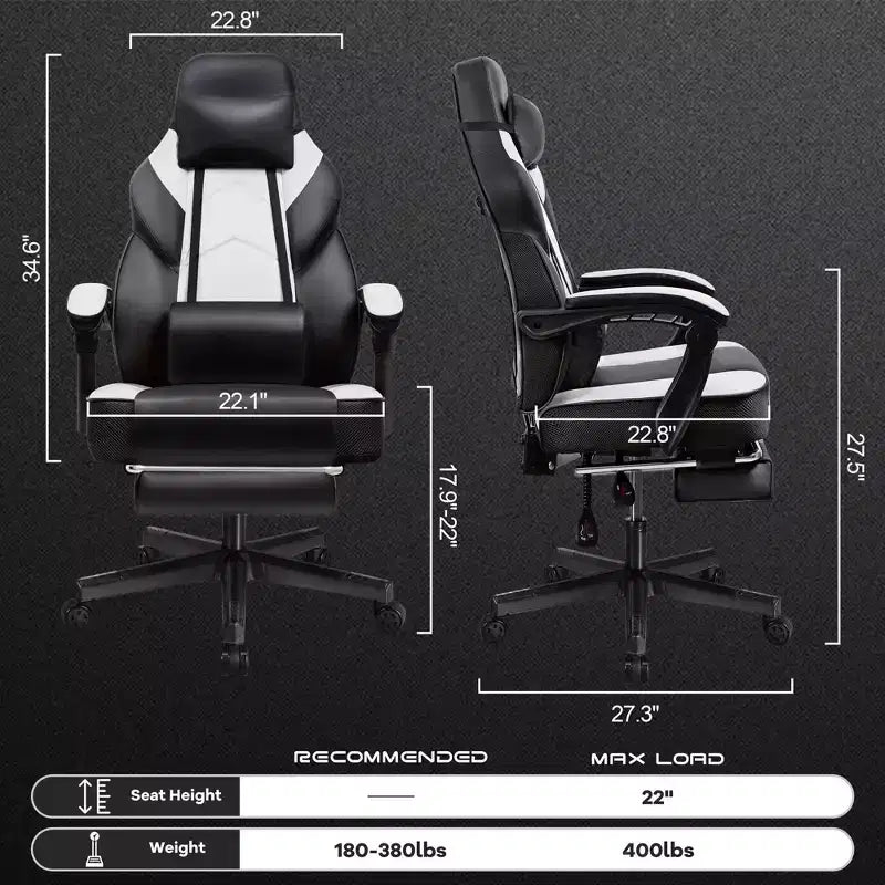 Sillas de juego Celebalcony para adultos con reposapiés, respaldo alto, con soporte lumbar de masaje, sillas de computadora giratorias de 360° y ajustables en altura.
