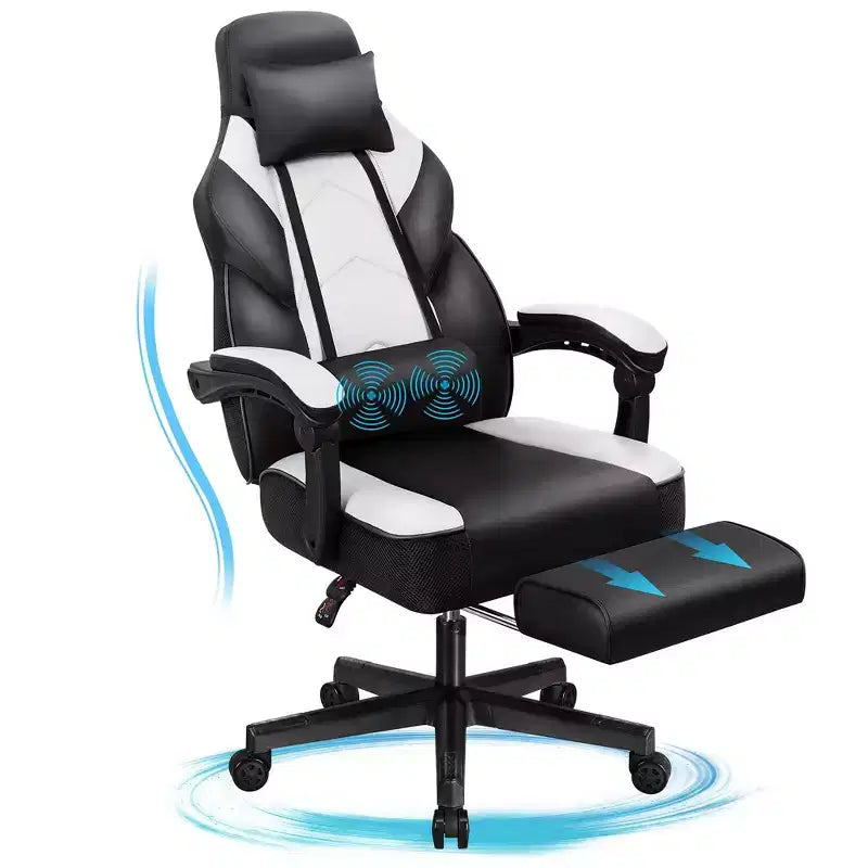 Sillas de juego Celebalcony para adultos con reposapiés, respaldo alto, con soporte lumbar de masaje, sillas de computadora giratorias de 360° y ajustables en altura.