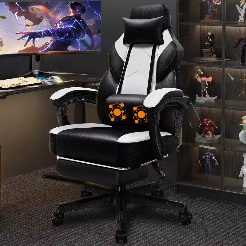 Sillas de juego Celebalcony para adultos con reposapiés, respaldo alto, con soporte lumbar de masaje, sillas de computadora giratorias de 360° y ajustables en altura.