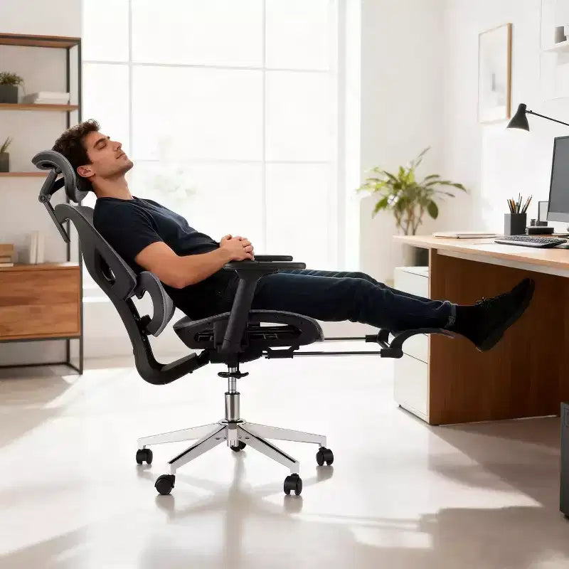 Silla de oficina ergonómica de malla Acekool con reposapiés, reposabrazos 4D y soporte lumbar ajustable para el hogar o sala de juegos