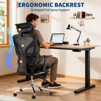 Silla de oficina ergonómica de malla Acekool con reposapiés, reposabrazos 4D y soporte lumbar ajustable para el hogar o sala de juegos