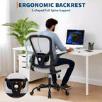 Silla de oficina de malla gris de alta gama ergonómica prémium - Altura ajustable, reposabrazos plegables y soporte lumbar - Cómodo asiento giratorio para el hogar, juegos y trabajo