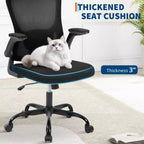 Silla de oficina de malla gris de alta gama ergonómica prémium - Altura ajustable, reposabrazos plegables y soporte lumbar - Cómodo asiento giratorio para el hogar, juegos y trabajo