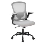 Silla de oficina de malla gris de alta gama ergonómica prémium - Altura ajustable, reposabrazos plegables y soporte lumbar - Cómodo asiento giratorio para el hogar, juegos y trabajo