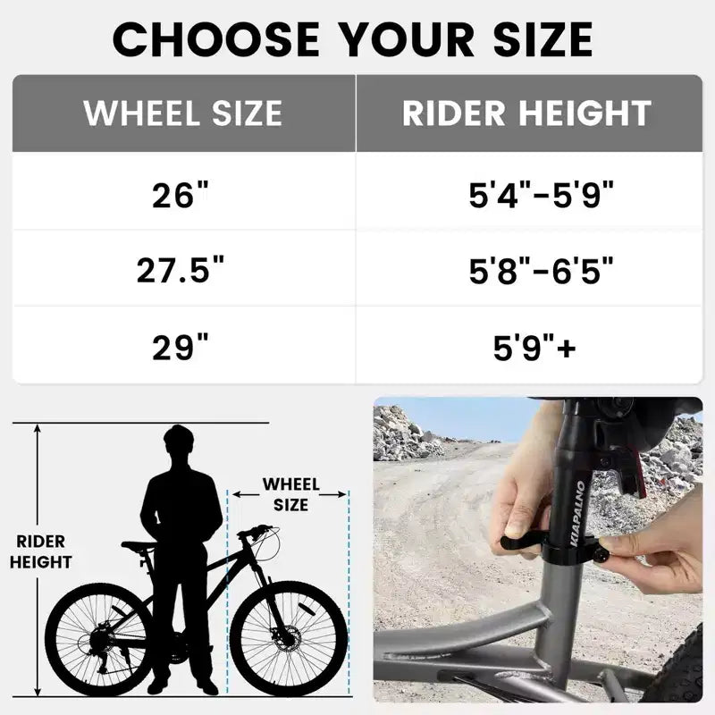 NAYSAYE Bicicleta de montaña de 26 pulgadas para adultos y adolescentes, cuadro de acero, frenos de disco, 21 velocidades para ciclismo de fitness, azul y gris, 67*26.5*38
