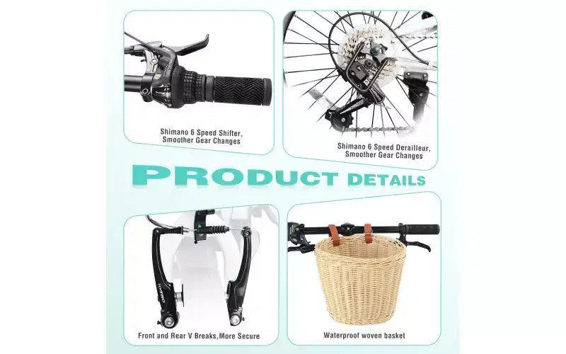 Bicicleta Plegable de 20 Pulgadas para Adultos con Cesta, Soporte para Teléfono y Guardabarros, Cuadro de Acero de 6 Velocidades para Desplazamientos Urbanos, Bicicleta Compacta Portátil con Doble Freno en V