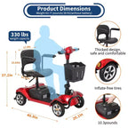 Scooter de movilidad plegable de 4 ruedas para adultos, capacidad de 150 kg, para uso en exteriores
