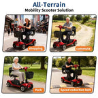Scooter de movilidad plegable de 4 ruedas para adultos, capacidad de 150 kg, para uso en exteriores