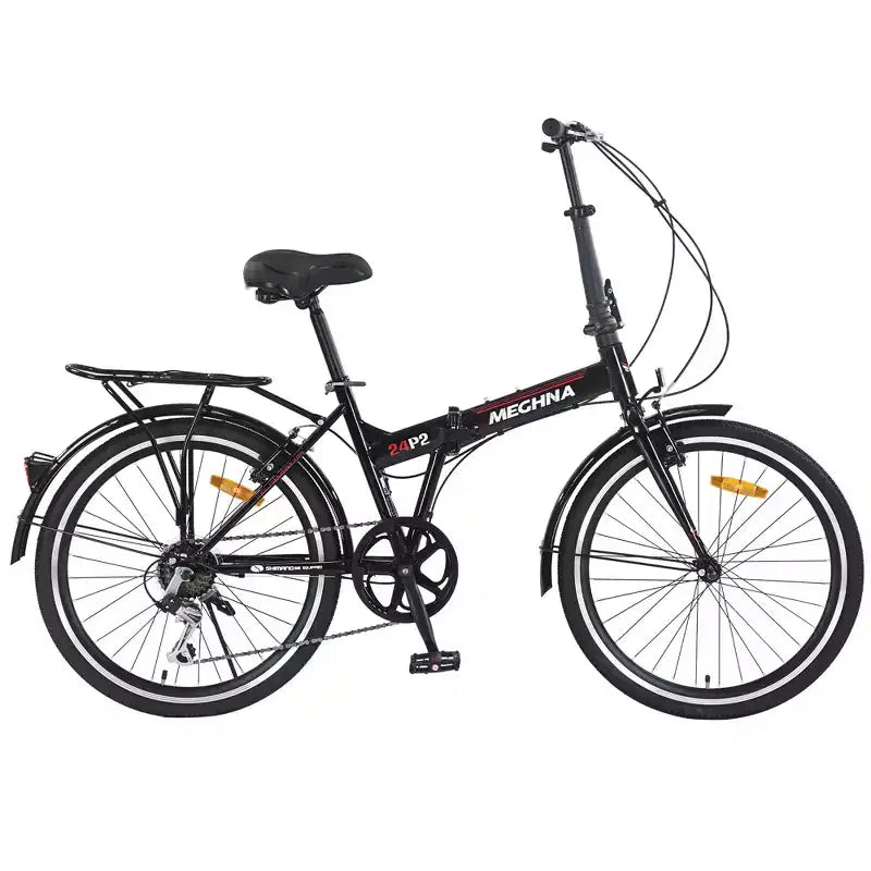 Bicicleta urbana plegable de 24 pulgadas con cuadro de acero, 7 velocidades, frenos en V, cuadro de acero de alta resistencia