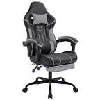 Silla Gamer MAYEERTY, Silla de Ordenador, Silla Ergonómica con Reposapiés, Respaldo Lumbar para Salón, Negro Gris