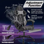 Silla Gamer MAYEERTY, Silla de Ordenador, Silla Ergonómica con Reposapiés, Respaldo Lumbar para Salón, Negro Gris