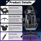Silla Gamer MAYEERTY, Silla de Ordenador, Silla Ergonómica con Reposapiés, Respaldo Lumbar para Salón, Negro Gris