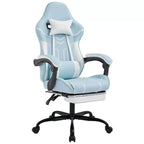 MAYEERTY Silla Gamer, Silla de Ordenador, Silla Ergonómica con Reposapiés y Respaldo Lumbar para Salón Azul