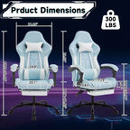 MAYEERTY Silla Gamer, Silla de Ordenador, Silla Ergonómica con Reposapiés y Respaldo Lumbar para Salón Azul