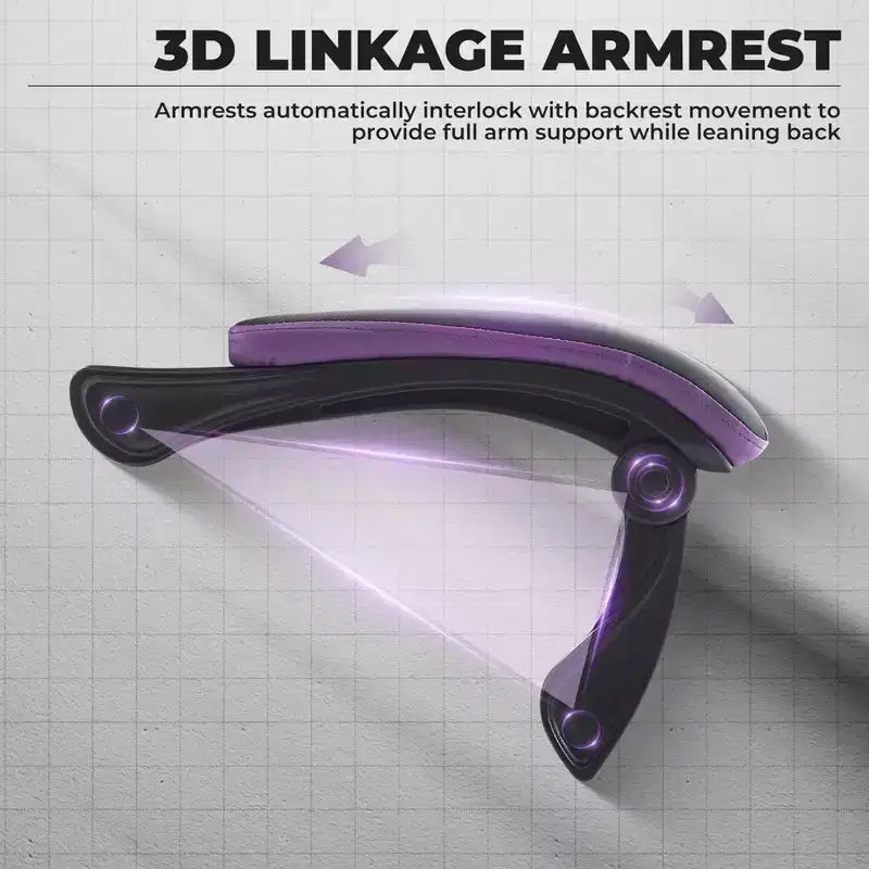 Silla gamer MAYEERTY, silla ergonómica de oficina con reposapiés y masaje de soporte lumbar, silla giratoria de altura ajustable para videojuegos, morado y negro