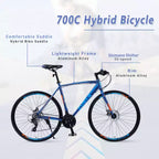Bicicleta de carretera con transmisión de 24 velocidades, bicicleta de 700C con frenos de disco, bicicleta urbana ligera con cuadro de aleación de aluminio, bicicleta de carretera híbrida para hombres y mujeres