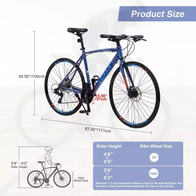Bicicleta de carretera con transmisión de 24 velocidades, bicicleta de 700C con frenos de disco, bicicleta urbana ligera con cuadro de aleación de aluminio, bicicleta de carretera híbrida para hombres y mujeres
