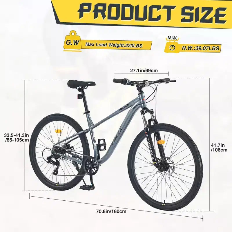 Bicicleta de montaña de 29 pulgadas, una velocidad/8 velocidades, cuadro de acero, horquilla de suspensión delantera, freno de disco para mujeres y hombres adultos, varios colores