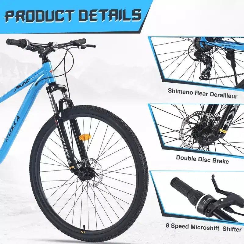 Bicicleta de montaña de 29 pulgadas, una velocidad/8 velocidades, cuadro de acero, horquilla de suspensión delantera, freno de disco para mujeres y hombres adultos, varios colores