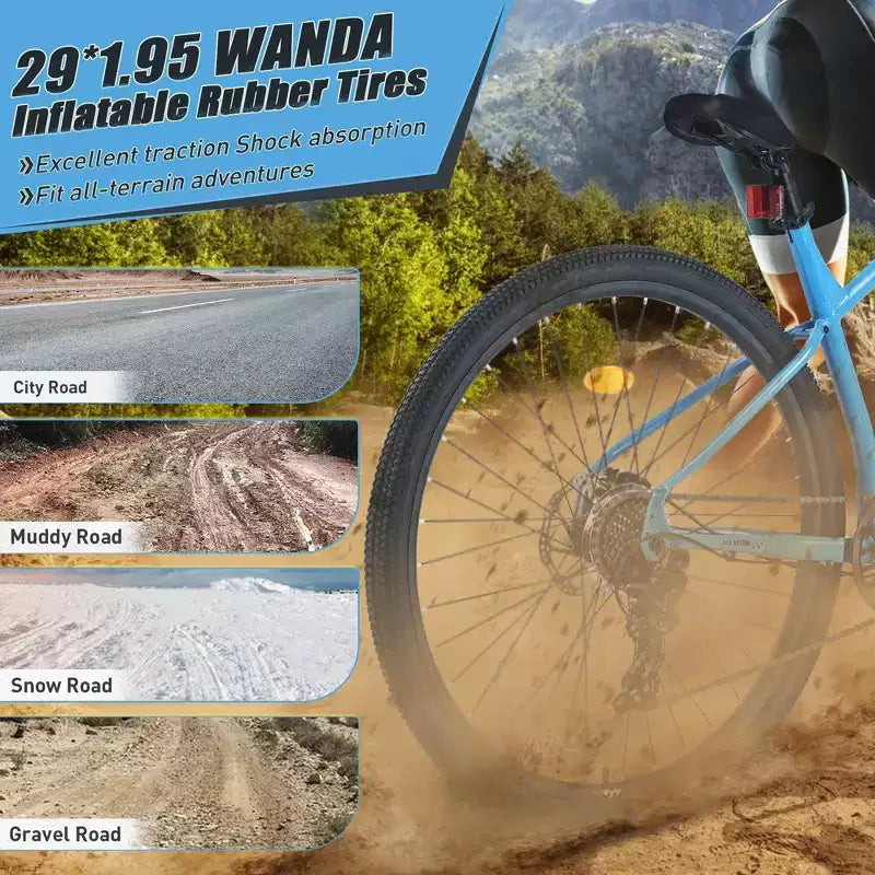 Bicicleta de montaña de 29 pulgadas, una velocidad/8 velocidades, cuadro de acero, horquilla de suspensión delantera, freno de disco para mujeres y hombres adultos, varios colores