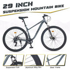 Bicicleta de montaña de 29 pulgadas, una velocidad/8 velocidades, cuadro de acero, horquilla de suspensión delantera, freno de disco para mujeres y hombres adultos, varios colores