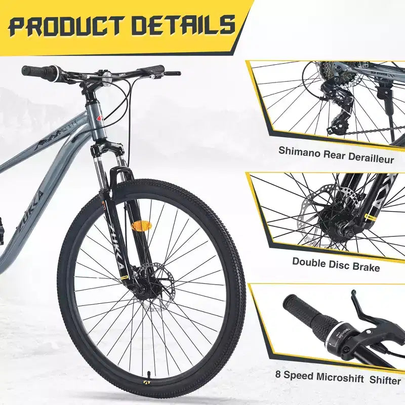 Bicicleta de montaña de 29 pulgadas, una velocidad/8 velocidades, cuadro de acero, horquilla de suspensión delantera, freno de disco para mujeres y hombres adultos, varios colores