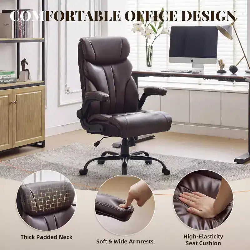 Silla de oficina con respaldo alto, silla de escritorio para ordenador con altura ajustable, ángulo de inclinación del respaldo, soporte lumbar, ruedas giratorias, cómoda para oficina o juegos.