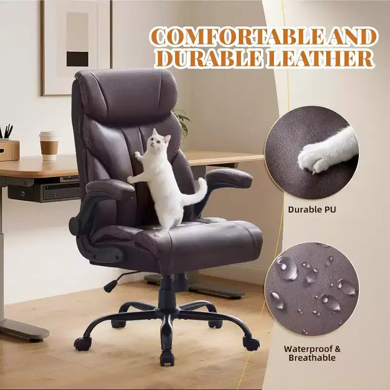 Silla de oficina con respaldo alto, silla de escritorio para ordenador con altura ajustable, ángulo de inclinación del respaldo, soporte lumbar, ruedas giratorias, cómoda para oficina o juegos.