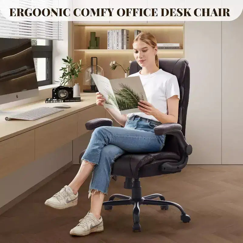 Silla de oficina con respaldo alto, silla de escritorio para ordenador con altura ajustable, ángulo de inclinación del respaldo, soporte lumbar, ruedas giratorias, cómoda para oficina o juegos.