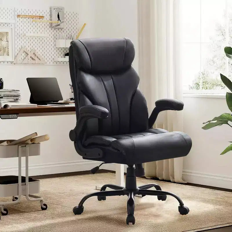 Silla de oficina con respaldo alto, silla de escritorio para ordenador con altura ajustable, ángulo de inclinación del respaldo, soporte lumbar, ruedas giratorias, cómoda para oficina o juegos.