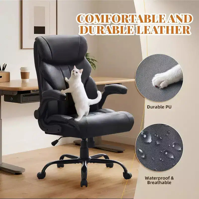 Silla de oficina con respaldo alto, silla de escritorio para ordenador con altura ajustable, ángulo de inclinación del respaldo, soporte lumbar, ruedas giratorias, cómoda para oficina o juegos.