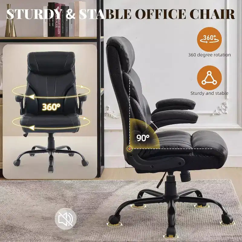 Silla de oficina con respaldo alto, silla de escritorio para ordenador con altura ajustable, ángulo de inclinación del respaldo, soporte lumbar, ruedas giratorias, cómoda para oficina o juegos.