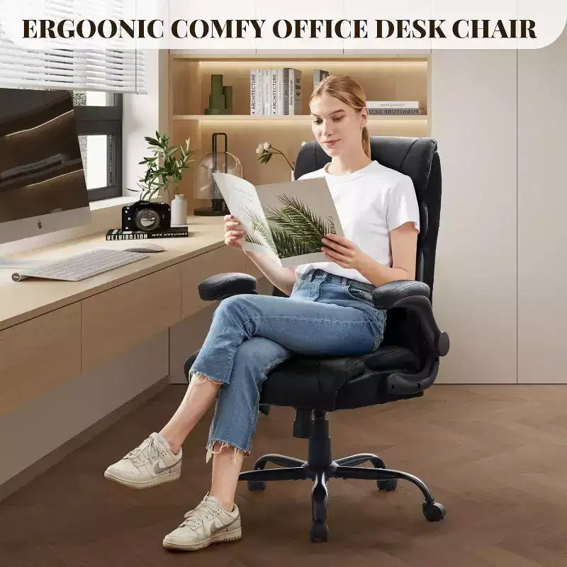 Silla de oficina con respaldo alto, silla de escritorio para ordenador con altura ajustable, ángulo de inclinación del respaldo, soporte lumbar, ruedas giratorias, cómoda para oficina o juegos.