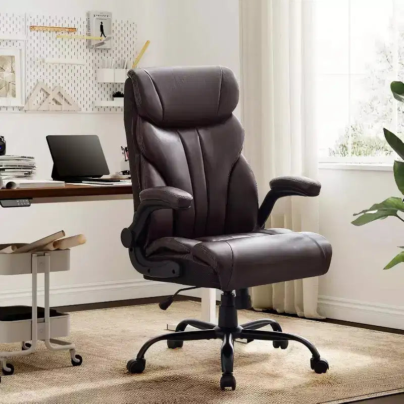 Silla de oficina con respaldo alto, silla de escritorio para ordenador con altura ajustable, ángulo de inclinación del respaldo, soporte lumbar, ruedas giratorias, cómoda para oficina o juegos.