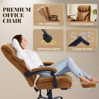 Silla de oficina ergonómica, silla de juego de PU, altura ajustable reclinable de 90 a 135 grados, respaldo con ruedas giratorias de 360 grados, capacidad de 350 libras para oficina