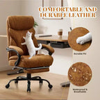 Silla de oficina ergonómica, silla de juego de PU, altura ajustable reclinable de 90 a 135 grados, respaldo con ruedas giratorias de 360 grados, capacidad de 350 libras para oficina