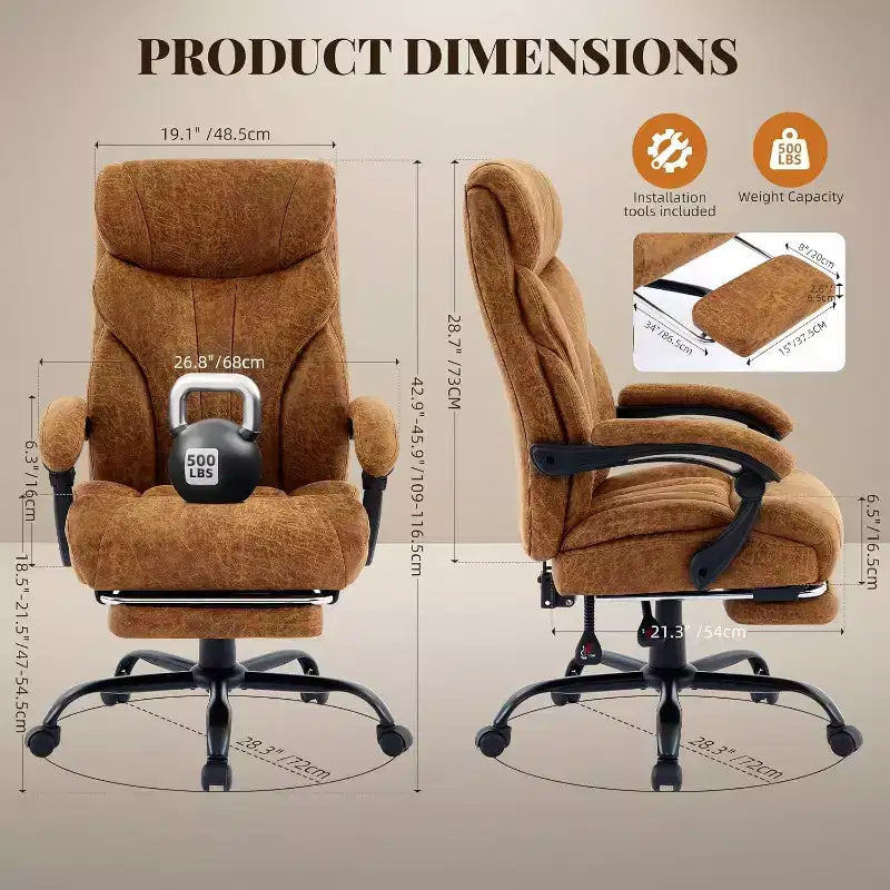 Silla de oficina ergonómica, silla de juego de PU, altura ajustable reclinable de 90 a 135 grados, respaldo con ruedas giratorias de 360 grados, capacidad de 350 libras para oficina