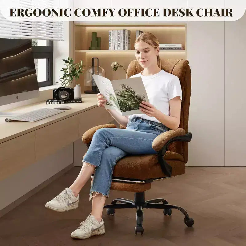 Silla de oficina ergonómica, silla de juego de PU, altura ajustable reclinable de 90 a 135 grados, respaldo con ruedas giratorias de 360 grados, capacidad de 350 libras para oficina