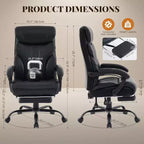 Silla de oficina ergonómica, silla de juego de PU, altura ajustable reclinable de 90 a 135 grados, respaldo con ruedas giratorias de 360 grados, capacidad de 350 libras para oficina