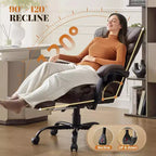 Silla de oficina ergonómica, silla de juego de PU, altura ajustable reclinable de 90 a 135 grados, respaldo con ruedas giratorias de 360 grados, capacidad de 350 libras para oficina
