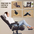 Silla de oficina ergonómica, silla de juego de PU, altura ajustable reclinable de 90 a 135 grados, respaldo con ruedas giratorias de 360 grados, capacidad de 350 libras para oficina