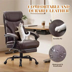 Silla de oficina ergonómica, silla de juego de PU, altura ajustable reclinable de 90 a 135 grados, respaldo con ruedas giratorias de 360 grados, capacidad de 350 libras para oficina