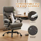Silla de oficina ergonómica, silla de juego de PU, altura ajustable reclinable de 90 a 135 grados, respaldo con ruedas giratorias de 360 grados, capacidad de 350 libras para oficina