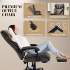 Silla de oficina ergonómica, silla de juego de PU, altura ajustable reclinable de 90 a 135 grados, respaldo con ruedas giratorias de 360 grados, capacidad de 350 libras para oficina