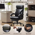 Silla de oficina ergonómica, silla de juego de PU, altura ajustable reclinable de 90 a 135 grados, respaldo con ruedas giratorias de 360 grados, capacidad de 350 libras para oficina