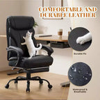 Silla de oficina ergonómica, silla de juego de PU, altura ajustable reclinable de 90 a 135 grados, respaldo con ruedas giratorias de 360 grados, capacidad de 350 libras para oficina