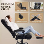 Silla de oficina ergonómica, silla de juego de PU, altura ajustable reclinable de 90 a 135 grados, respaldo con ruedas giratorias de 360 grados, capacidad de 350 libras para oficina