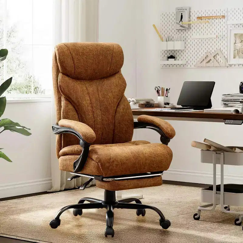 Silla de oficina ergonómica, silla de juego de PU, altura ajustable reclinable de 90 a 135 grados, respaldo con ruedas giratorias de 360 grados, capacidad de 350 libras para oficina
