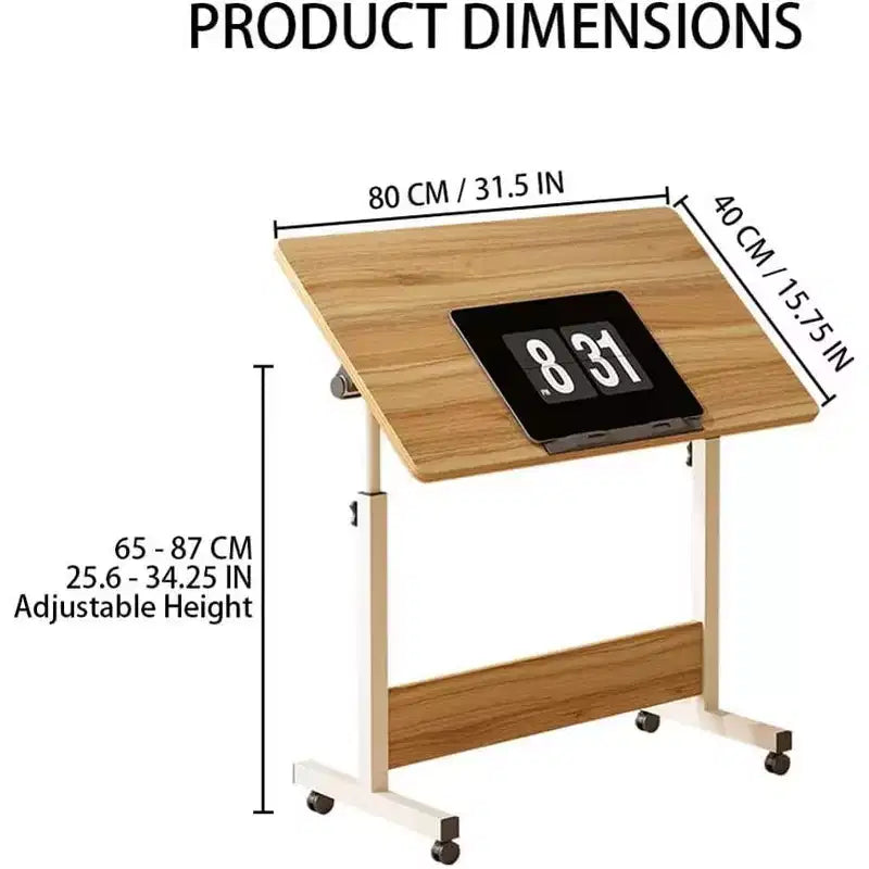 Escritorio de altura ajustable con ruedas, soporte portátil plegable con ruedas para laptop, estaciones de trabajo de computadora portátiles para espacios pequeños y oficinas en casa